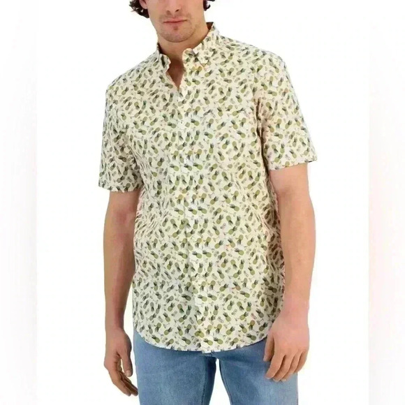 Club Room Men's 2XL Pineapple + Cocktails Print Short Sleeve Button-Up Shirt - Picture 1 of 9